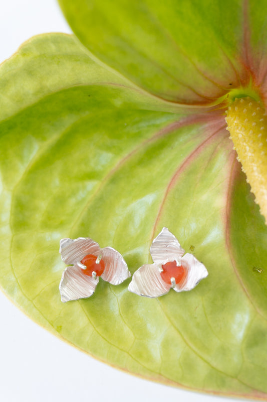 Aretes Topos Veranera Ágata cornalina